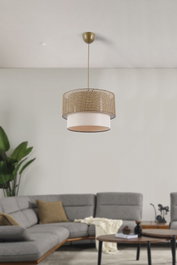Opviq Lámpara de Araña Beige y Crema con Pantalla de Algodón